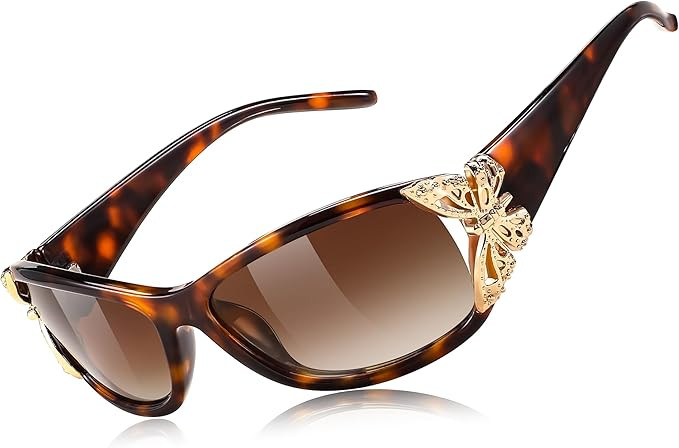 FEISEDY Trendy Polarized Y2K Sunglasses Wrap Around Butterfly Design Fashion Sunnies UV400 Protection B0078