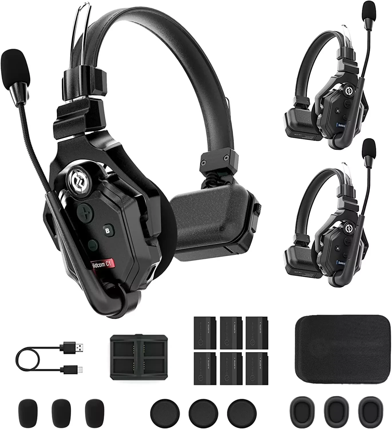 Hollyland Solidcom C1-3S 3-Person Full-Duplex Wireless Headset Intercom System