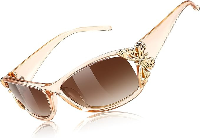 FEISEDY Trendy Polarized Y2K Sunglasses Wrap Around Butterfly Design Fashion Sunnies UV400 Protection B0078