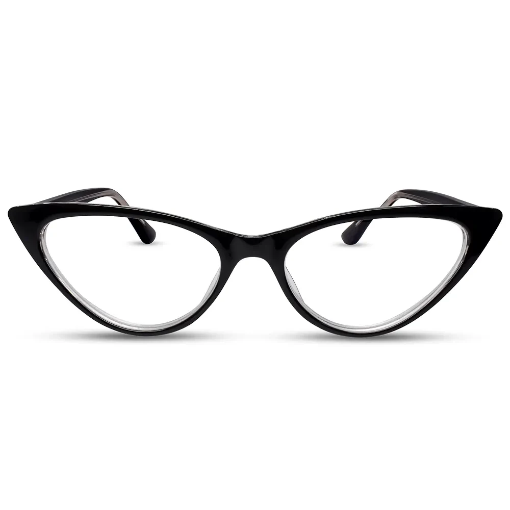 2SeeLife Black Funky Cat Eye Reading Glasses for Women – Stylish Premium Readers with Spring Hinges, Solid & Sturdy Frame, Scratch Resistant Lenses – Fashion Fit for All Face Shapes, Strength 3.00