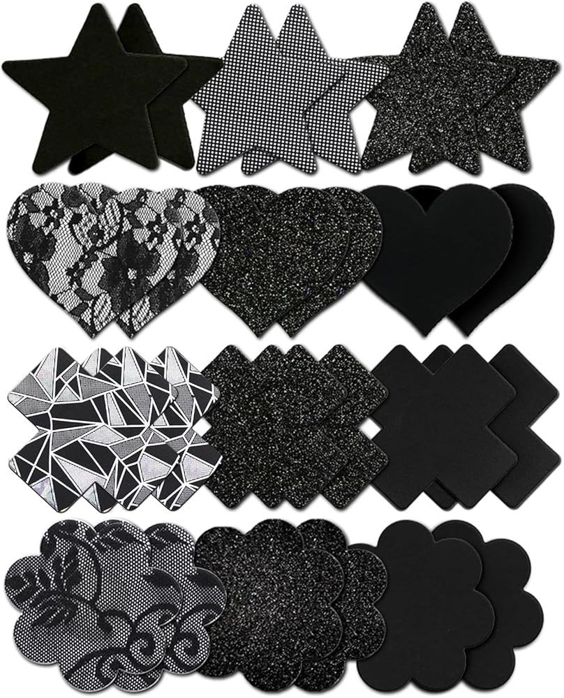 Glitters Pasties Nipple Covers Stickers for Women Rave Party Disposable Sticky Breast Petals