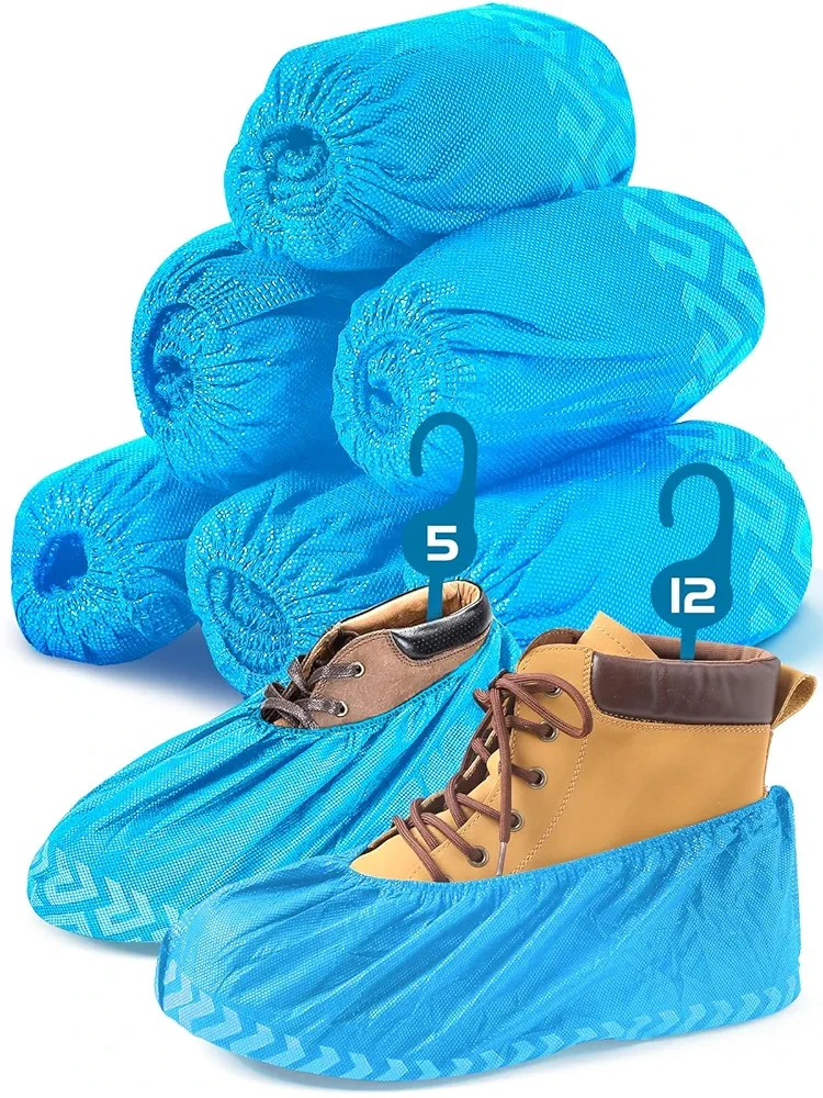 Shoe Covers Disposable，Protective Safety Boot and Shoe Covers，Fits Up To 11.5 US Men and 13 US Women Size - Non-Woven - Pack of 50 (25 Pairs) (Blue