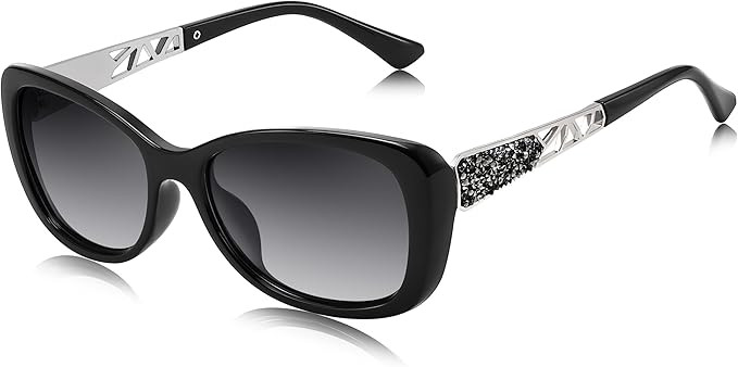 FEISEDY Polarized Women Sunglasses Retro Shades Photochromic Lens Sparkling Crystal Sunglasses UV400 Protection B0144