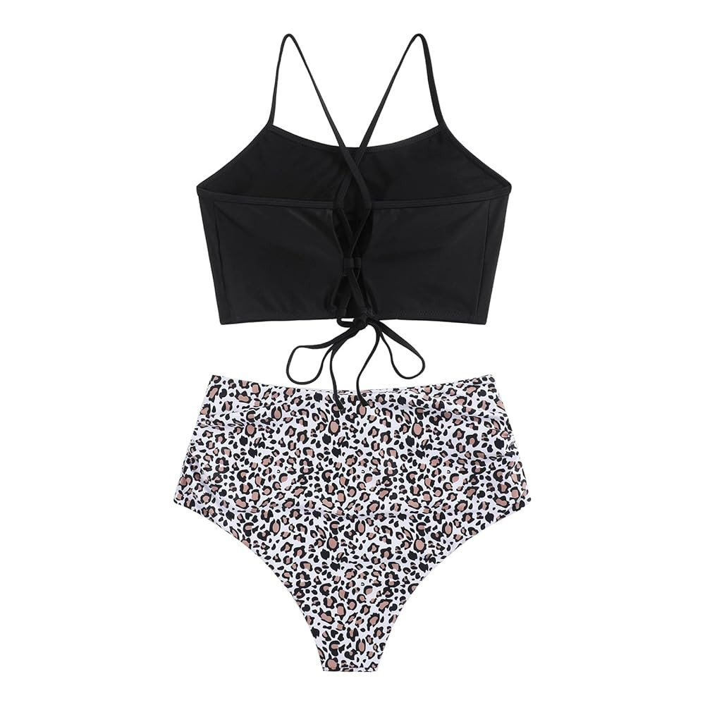Women High Waisted Bikini Set Two Piece Tummy Control Wrap Swimsuit Lace Up Bathing Suit