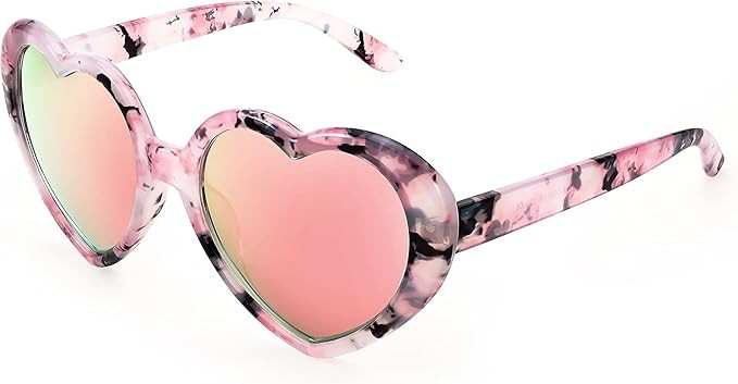 FEISEDY Polarized Heart Shaped Sunglasses Oversized Vintage Fashion Love Eyeglasses for Women UV400 B2337