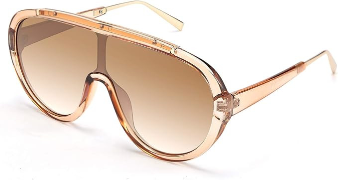 FEISEDY Sunglasses Women Oversized One Piece Frame UV400 Sun Glasses Trendy Retro Shades B2580