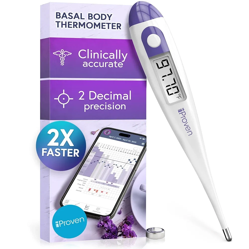 Digital Basal Body Thermometer, 1/100th Degree High Precision, Quick 60-Sec Reading, Memory Recall, Accurate BBT Thermometer for Natural Ovulation Tracking by iProven