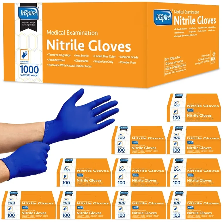 Nitrile Gloves Medical Examination | 4.5 Grade The Original Quality Stretch Cobalt Blue | Disposable Latex Free Case of 1000 (Size XL)