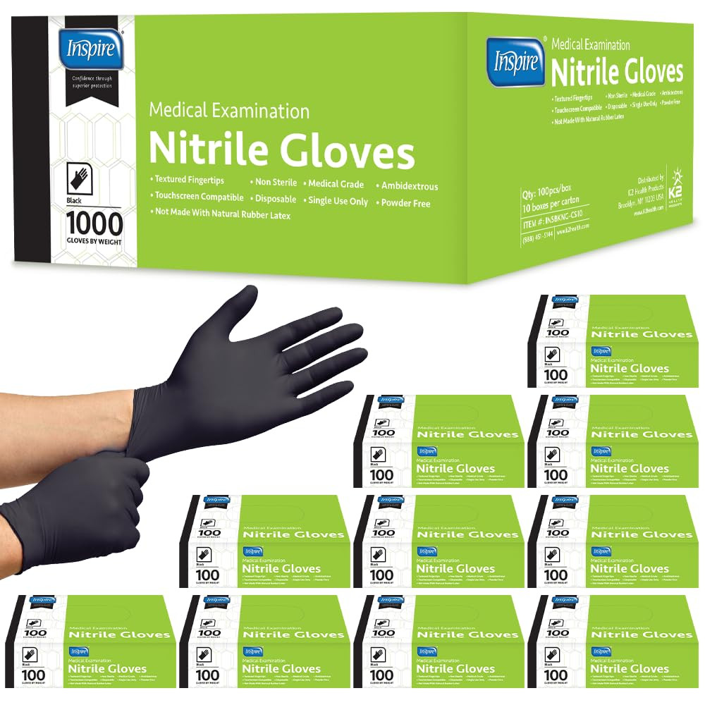 Black Nitrile Gloves | THE ORIGINAL Quality Black Gloves Disposable Latex Free | 4.5 Gloves Cooking Gloves