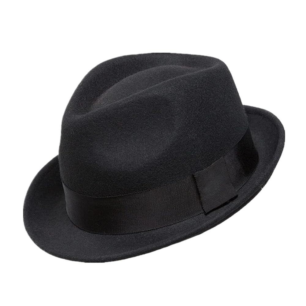 Men's Wool Felt Winter Hat Short Brim Fedora Hat