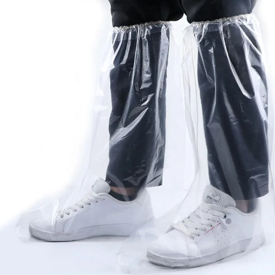 Disposable Plastic Boot and Shoe Covers 19 inch Tall Extra Large Resistant Water/Skid Resistant, Clear(80)