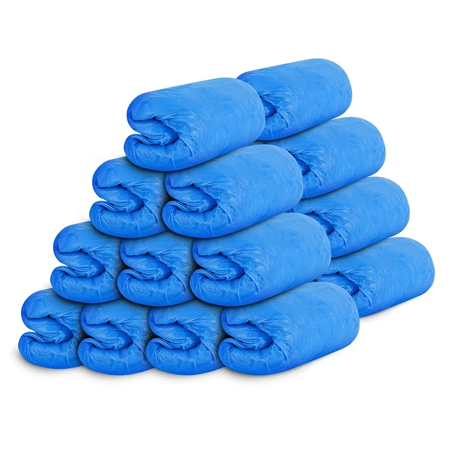 Shoe Covers Disposable Non-slip for Indoors -200 Pieces (100 Pairs) Waterproof Premium CPE Booties Shoes Protectors Coverings, fits up to size 11 US Men and 13 US Women, Blue, Large