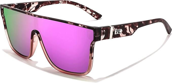 FEISEDY Sunglasses for Women Men, Fashion Mirrored Single Lens, Driving Beach Sunnies UV400 Shades B2996