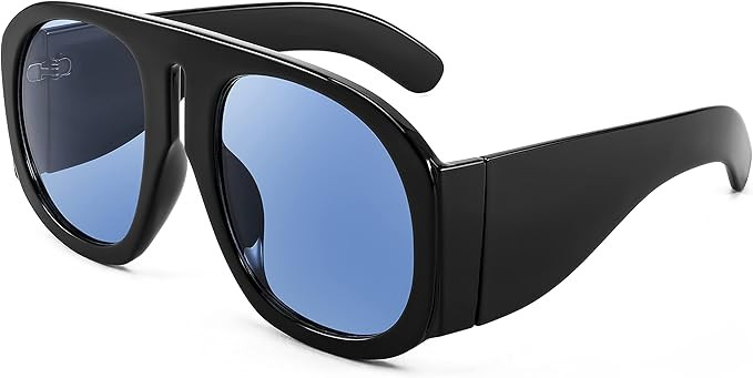 FEISEDY Retro Trendy Avaitor Sunglasses for Women Men Oversized Vintage 70s 80s Sunglasses Flat Top Shield Shades B2745