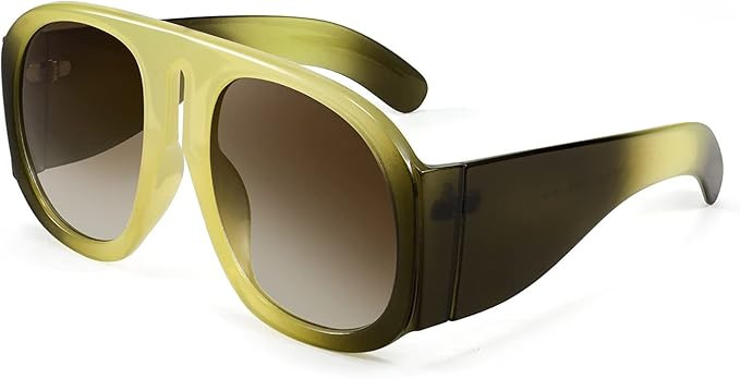 FEISEDY Retro Trendy Avaitor Sunglasses for Women Men Oversized Vintage 70s 80s Sunglasses Flat Top Shield Shades B2745