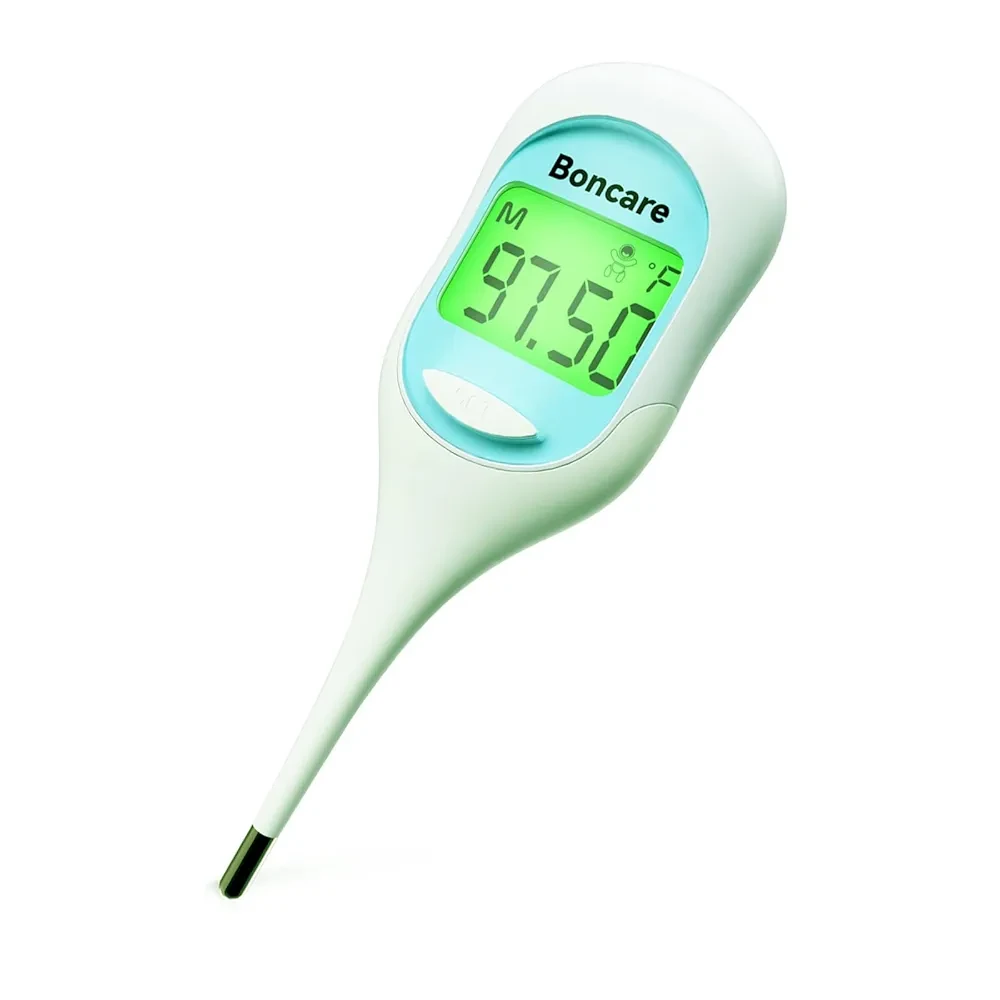 Boncare 9 Seconds Basal Body Thermometer for Ovulation, Oral Thermometer for Adults and Kids - Accurate Rectal Thermometer for Baby, with Fever Alarm and Large Display, FSA HSA Eligible (Sky Blue)