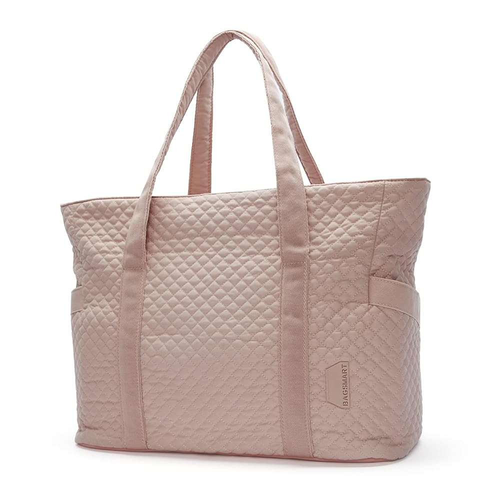 BAGSMART Large Tote Bag For Women, Travel Shoulder Bag Top Handle Handbag with Yoga Mat Buckle for Gym, Work, Travel