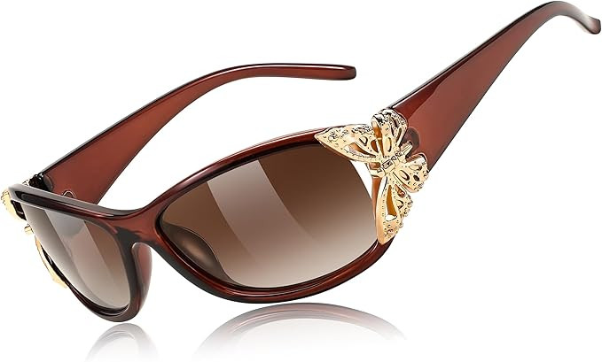 FEISEDY Trendy Polarized Y2K Sunglasses Wrap Around Butterfly Design Fashion Sunnies UV400 Protection B0078