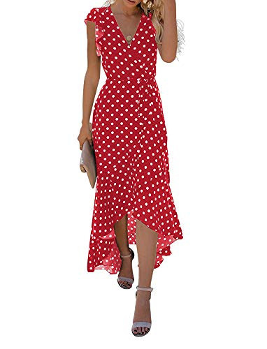 GRECERELLE 2025 Women's Spring Summer Boho Floral Print V-Neck Faux Wrap Maxi Dress for Wedding Guest, Graduation, Party