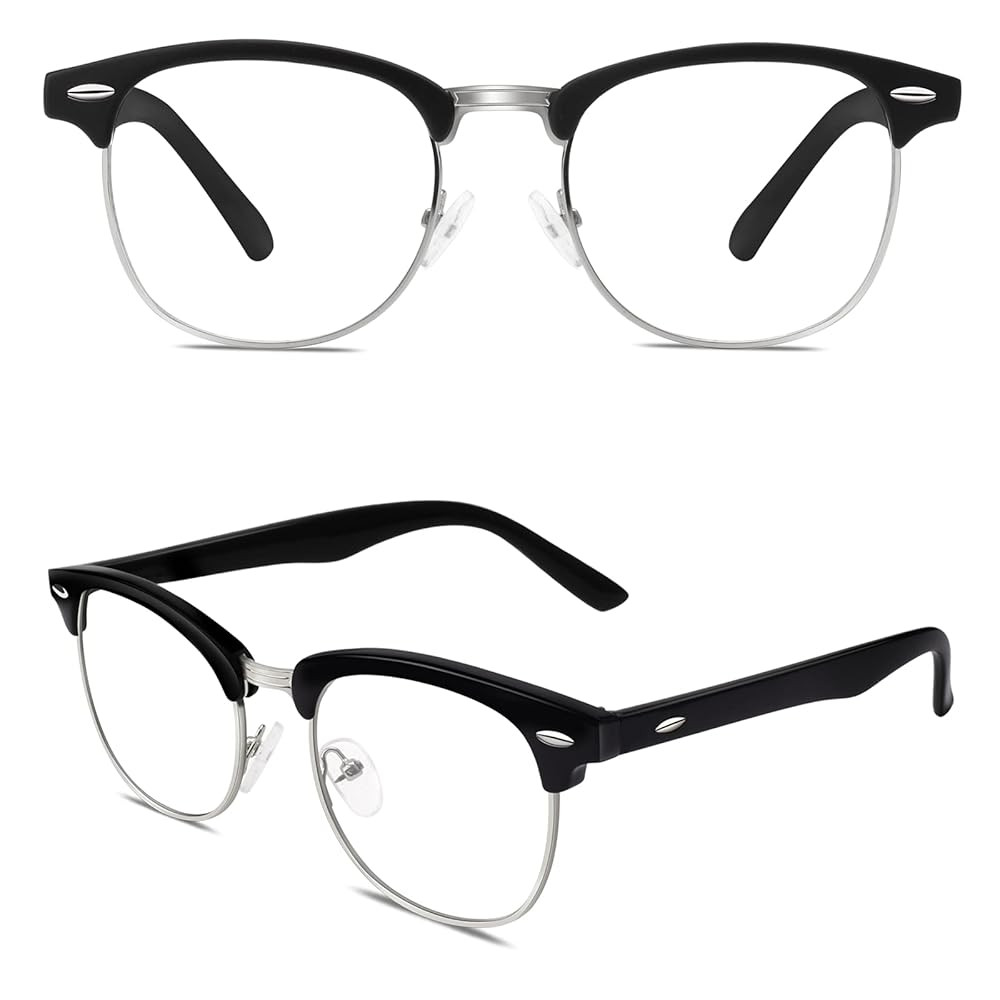 CN56 Vintage Inspired Classic Horn Rimmed Nerd UV400 Clear Lens Glasses