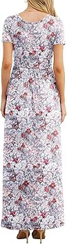 GRECERELLE Women's Short Sleeve Maxi Dresses Casual Long Dresses with Pockets