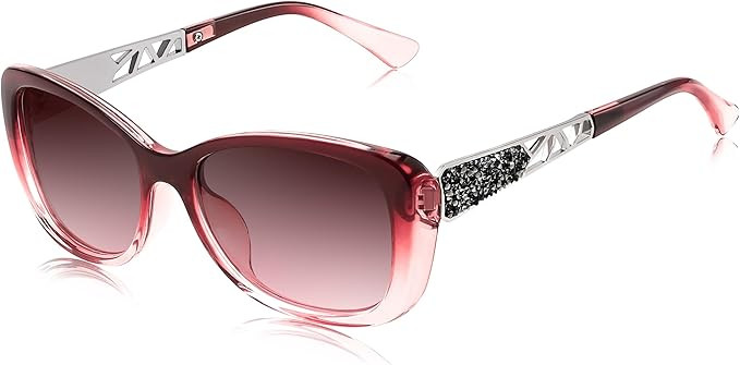 FEISEDY Polarized Women Sunglasses Retro Shades Photochromic Lens Sparkling Crystal Sunglasses UV400 Protection B0144