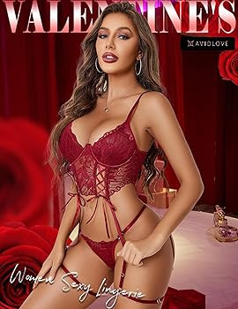 Women's Lingerie 4 Piece Garter Lingerie Floral Lace Bra and Panty Sets with Underwire S-XXL