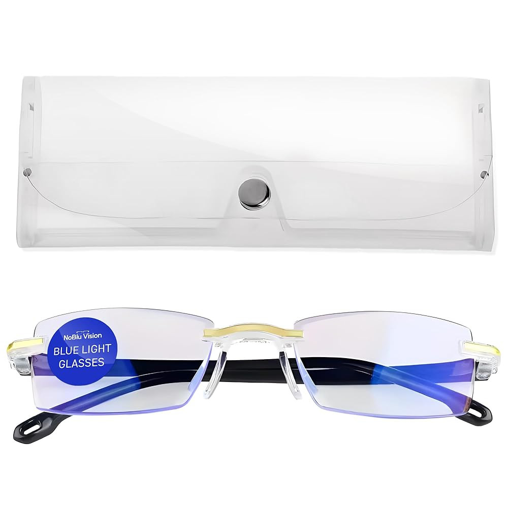 NoBlu Vision Bluelight Glasses for Men & Women – noblu glasses no blue light glasses for woman and men screen, eye strain & sleep | computer gaming glasses with clear frame & travel case