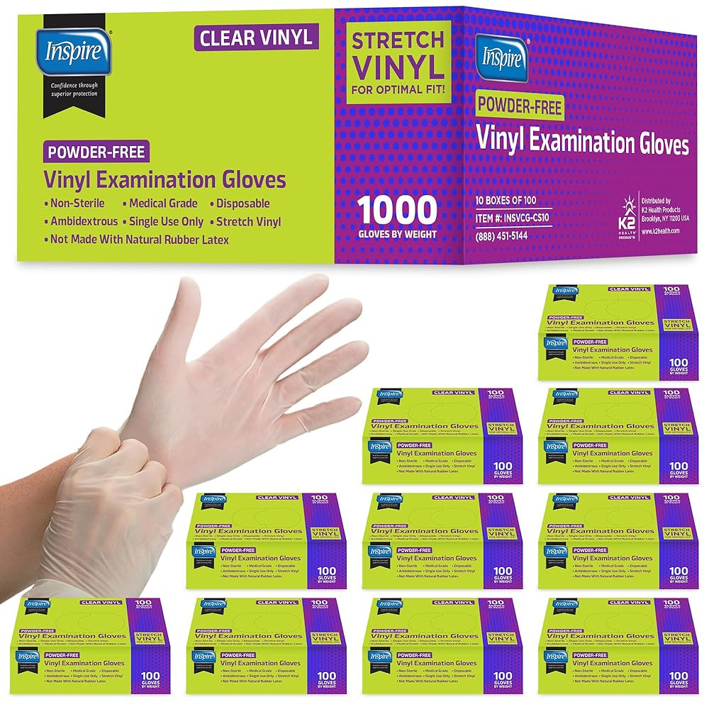 Exam Medical Clear Vinyl Disposable Gloves - Latex Free for Cleaning, Food Prep