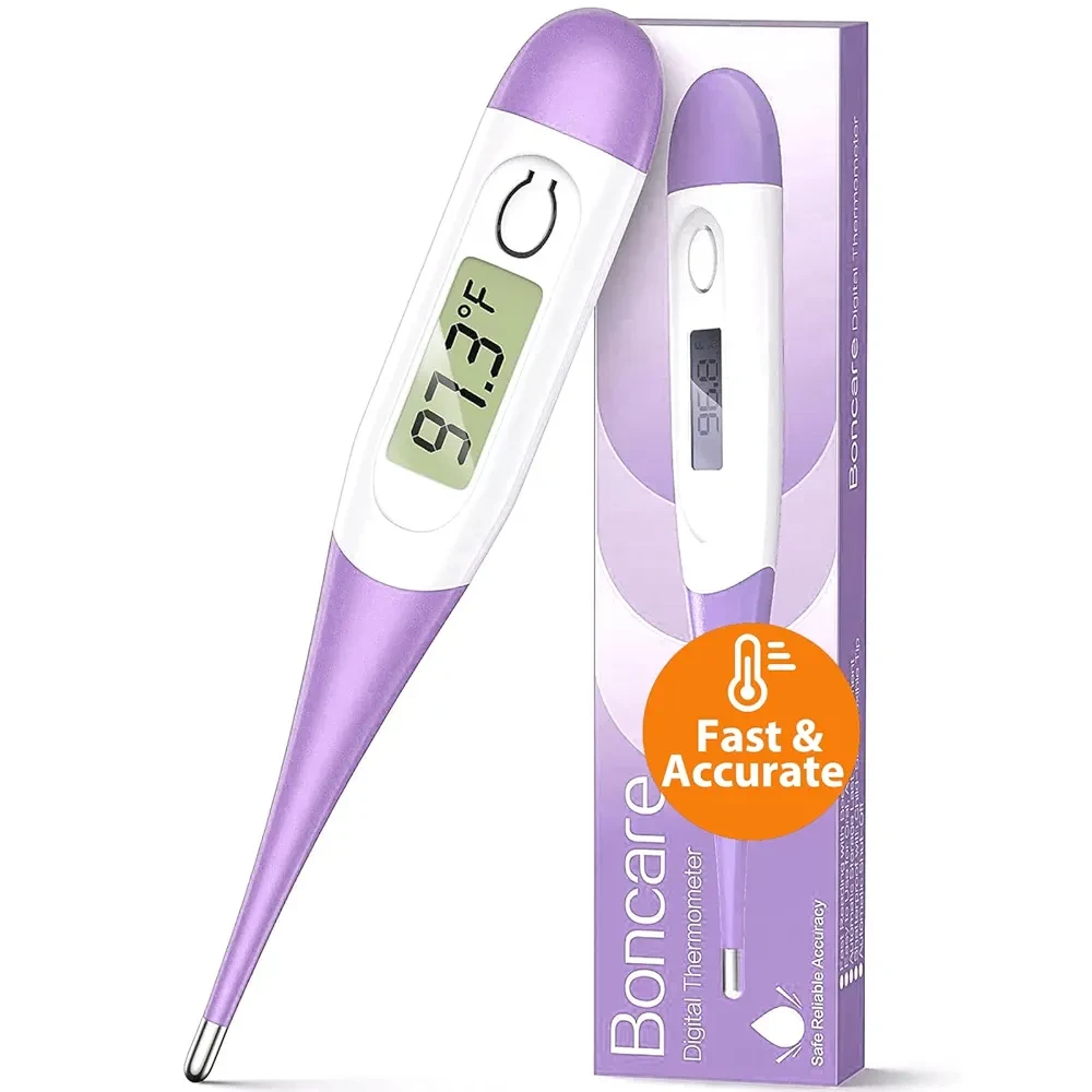 Boncare 10 Seconds Oral Thermometer for Adults and Kids - Accurate & Safe Rectal Thermometer for Baby with Fever Alarm, Digital Thermometer FSA HSA Eligible (Purple)