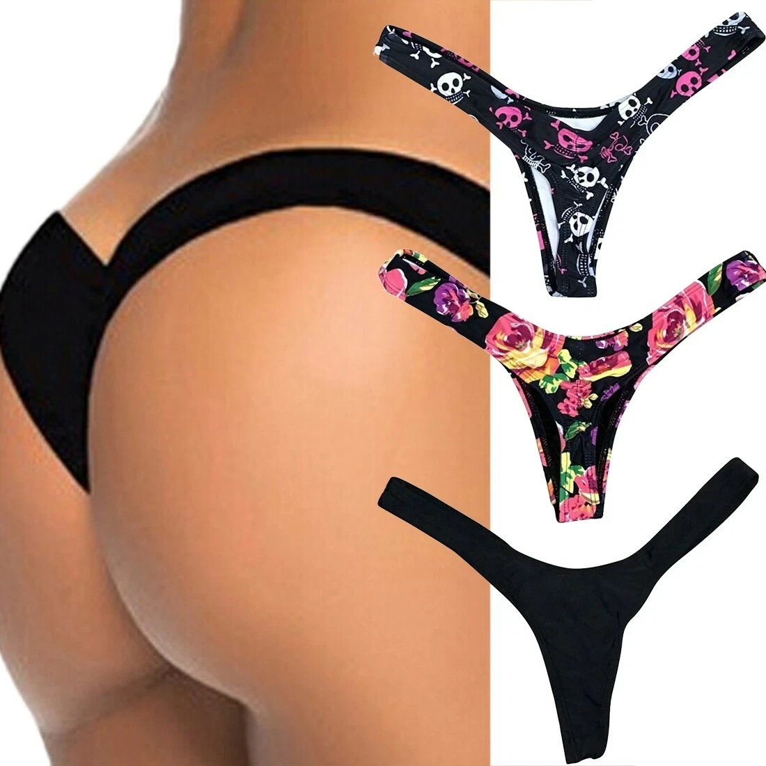 Women Brazilian Bikini Bottom Thong Bathing Beach Swimsuit Swimwear