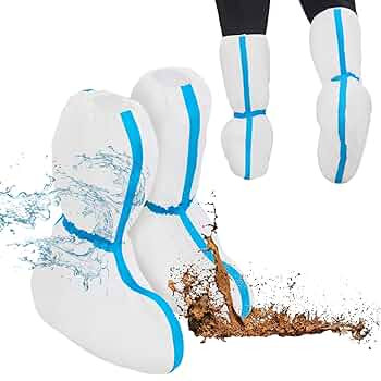 20 Pairs Boot Covers Disposable, Waterproof Shoe Covers, 19 inch Extra-Tall, One Size Fits Most, Splash-Resistant Shoes covers for Rain,Hazmat, Factory Workshop Lab Lawn Outdoor (White)