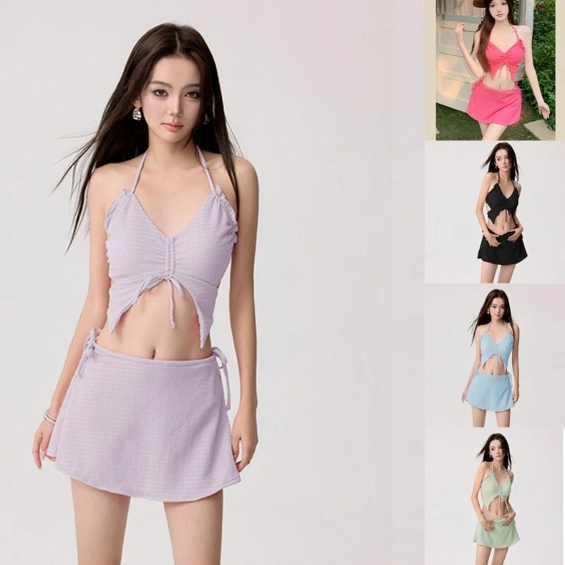 Women Bikinis Set Lacing Solid Color Swimwear Thong Swimsuits Sexy Bathing Suits