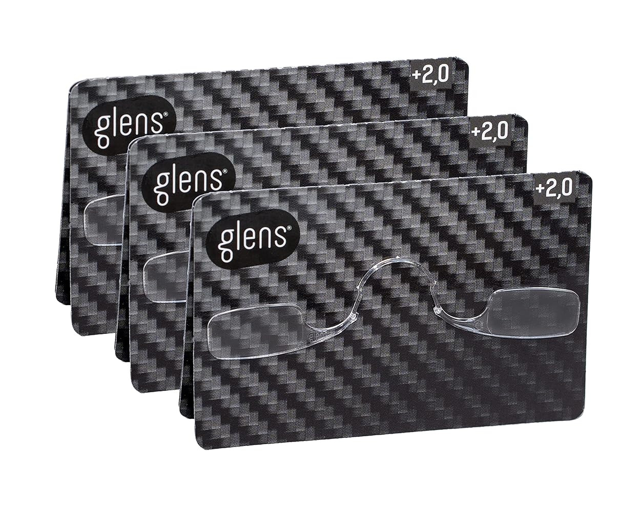 glens Unisex Armless Reading Glasses - 3 Reading Glasses available in +1.5, 2.0, 2.5 & +3.0 Pack - Emergency Pocket Glasses
