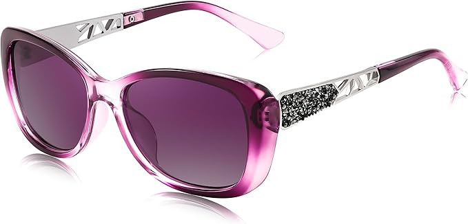 FEISEDY Polarized Women Sunglasses Retro Shades Photochromic Lens Sparkling Crystal Sunglasses UV400 Protection B0144