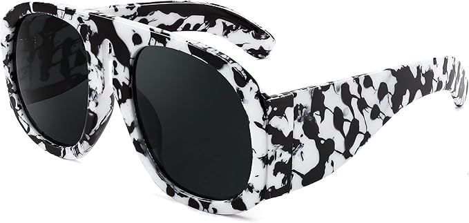 FEISEDY Retro Trendy Avaitor Sunglasses for Women Men Oversized Vintage 70s 80s Sunglasses Flat Top Shield Shades B2745