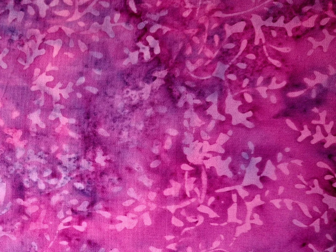 Batik Fabric Botanical Pattern Blue, Purple, Fushia 2.5 yards