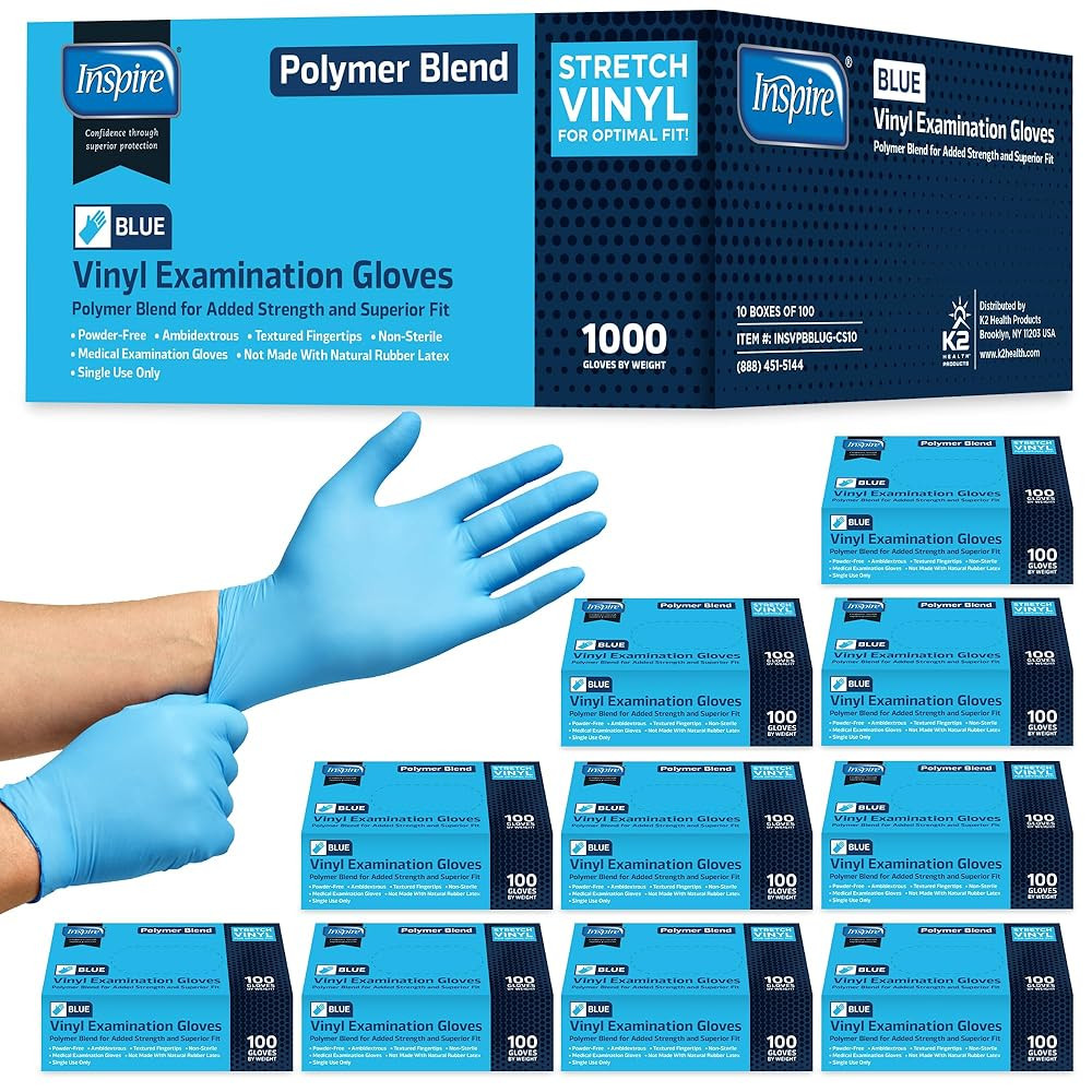 Nitrile-Vinyl Blend Exam Gloves - Disposable, Latex Free, Medical, Multipurpose for Cooking