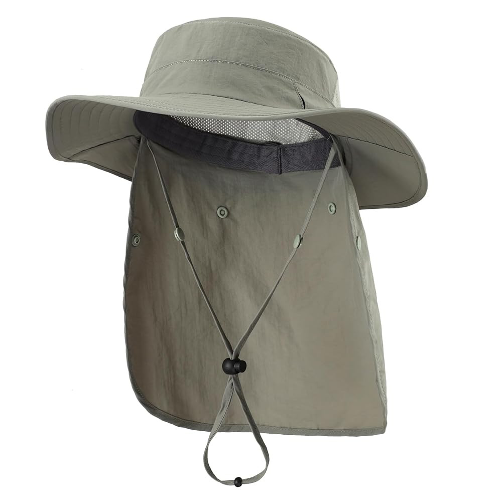 UPF 50+ Sun Hats for Men Women Wide Brim Fishing Hat with Neck Flap Summer Safari UV Protection Bucket Hat