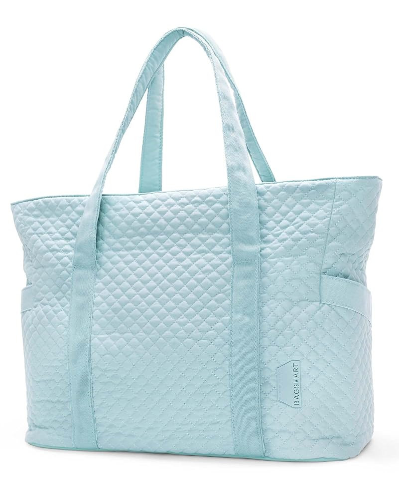 BAGSMART Large Tote Bag For Women, Travel Shoulder Bag Top Handle Handbag with Yoga Mat Buckle for Gym, Work, Travel